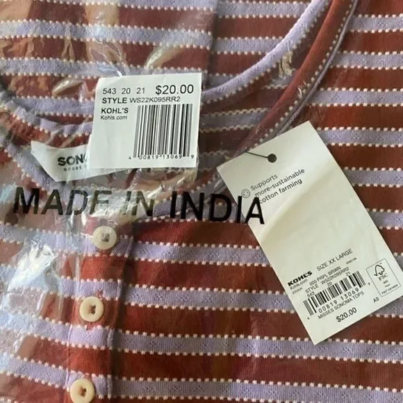 NWT Women’s Sonoma Goods For Life Striped Henley Tank Top-Size XXL - Picture 3 of 3